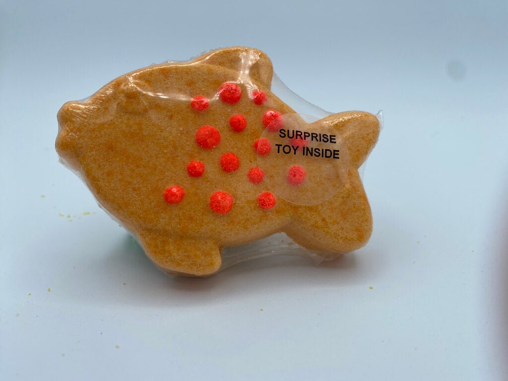 Goldfish Bath Bomb with Fish Toy Inside - Berwyn Betty's Bath & Body Shop
