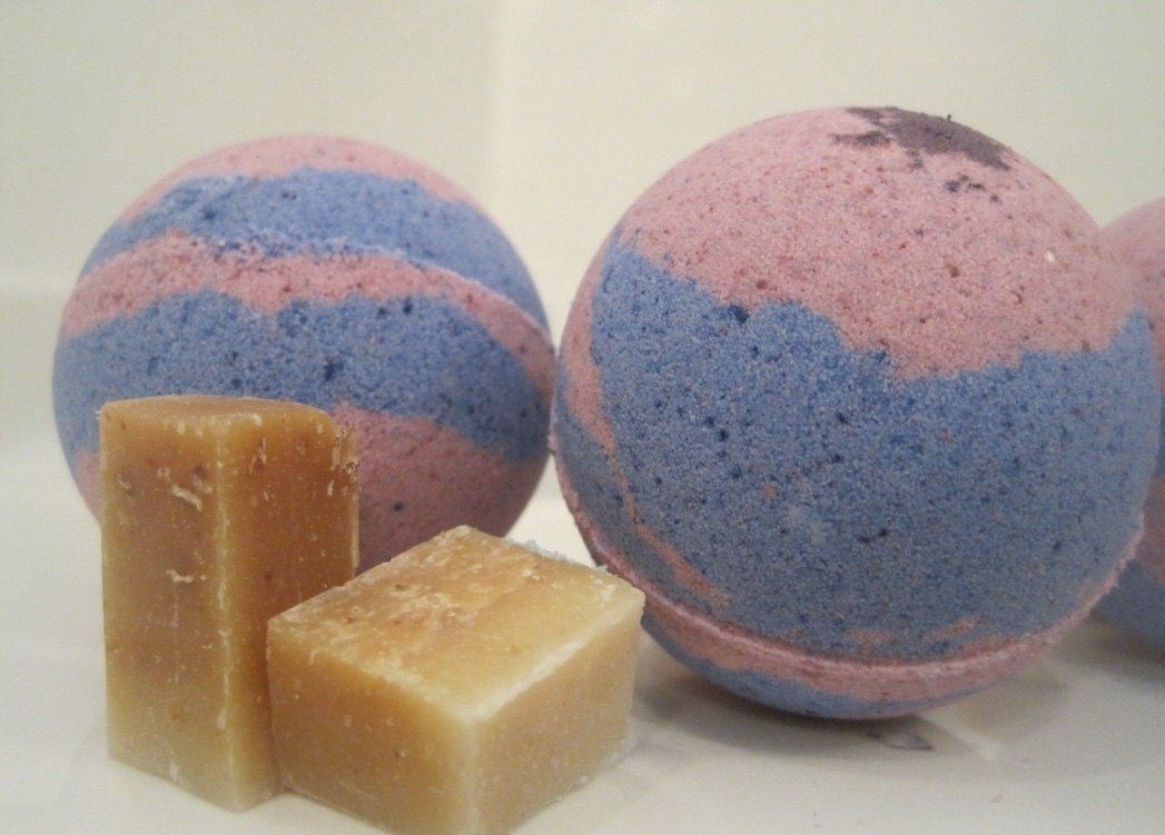 Guavaberry Goji Scented Bath Bombs with Handmade Soap Inside - 2 ct - Berwyn Betty's Bath & Body Shop