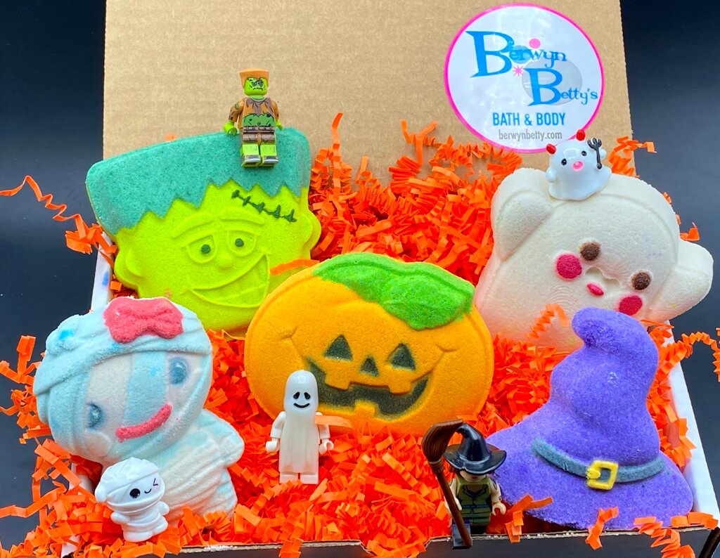 Halloween Bath Bombs Gift Box with Holiday Themed Bombs - 5 ct - Berwyn Betty's Bath & Body Shop