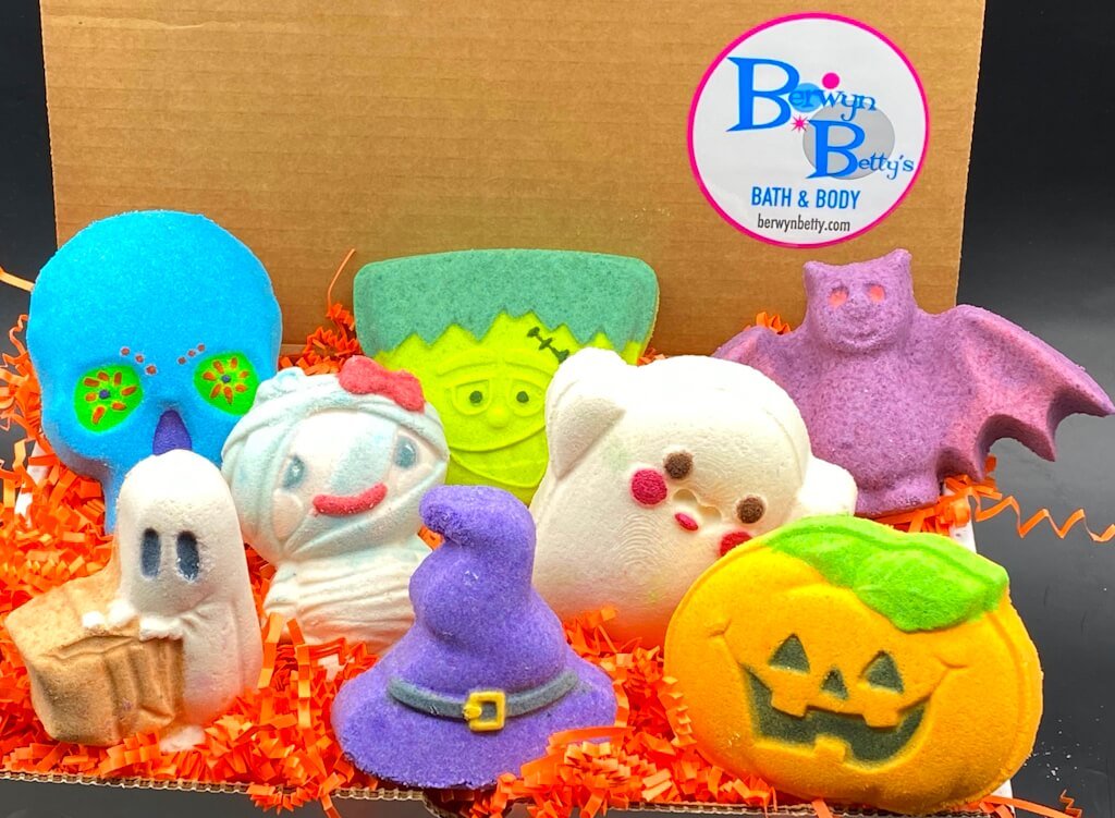 Halloween Bath Bombs Gift Box with Holiday Themed Bombs - 8 ct - Berwyn Betty's Bath & Body Shop