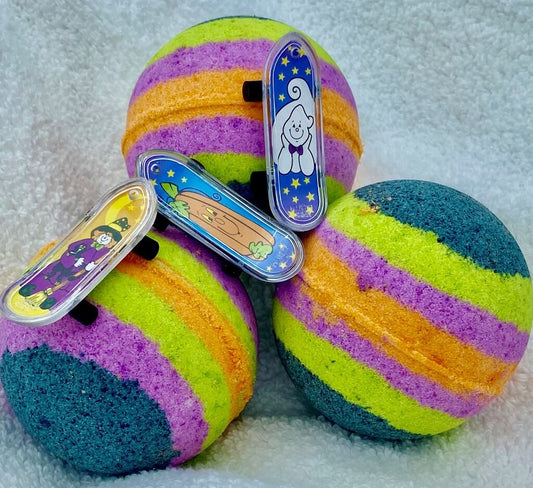 Halloween Skateboard Bath Bomb with Toy Skateboard Inside - Berwyn Betty's Bath & Body Shop