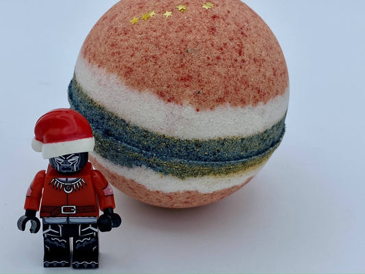 Holiday Superhero Bath Bomb with Xmas Superhero Mini Figure Toy Inside - Berwyn Betty's Bath & Body Shop