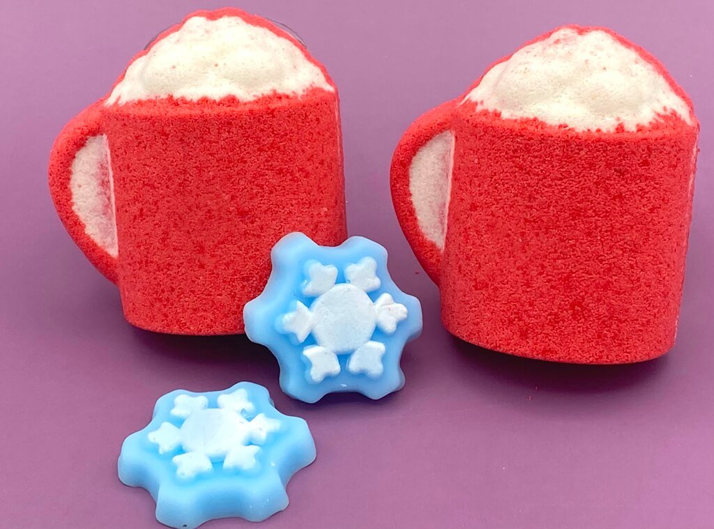 Hot Cocoa Mug Bath Bomb with Snowflake Mochi Toy Inside - Berwyn Betty's Bath & Body Shop