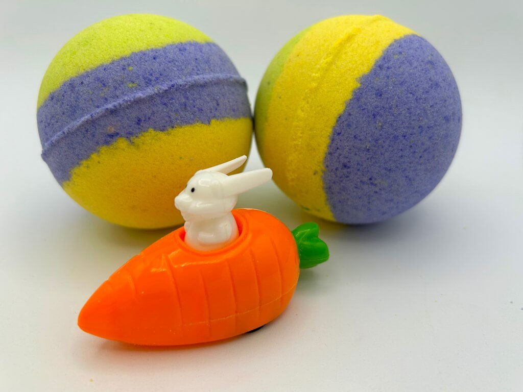 Large Easter Bath Bomb with Pullback Bunny Racer Toy Inside - Berwyn Betty's Bath & Body Shop