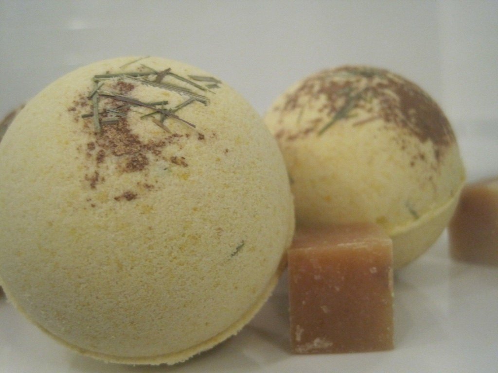 Lemongrass Scented Bath Bombs with Handmade Soap Inside - 2 ct - Berwyn Betty's Bath & Body Shop