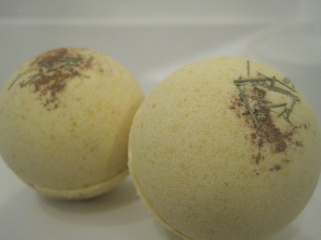 Lemongrass Scented Bath Bombs with Handmade Soap Inside - 2 ct - Berwyn Betty's Bath & Body Shop