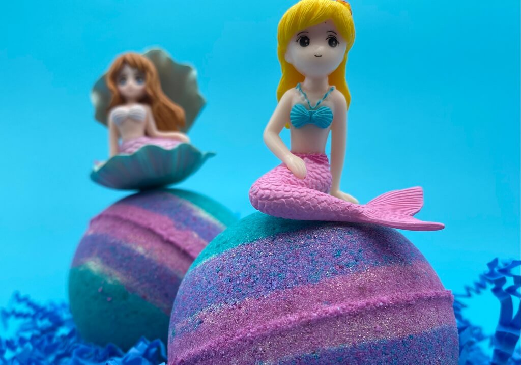Mermaid Bath Bomb with Mermaid Toy Inside - Berwyn Betty's Bath & Body Shop