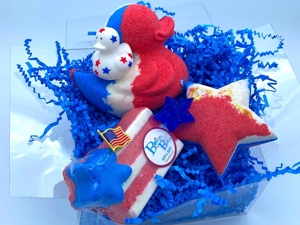 Patriotic Bath Bomb Pack with Toy Surprises Inside - 3 ct - Berwyn Betty's Bath & Body Shop