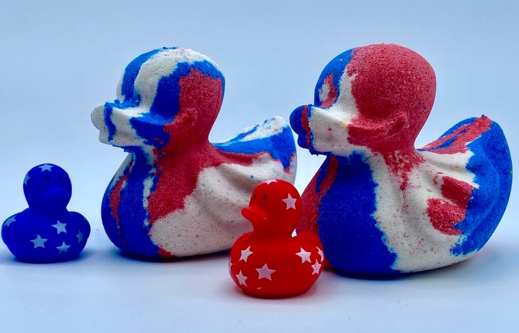 Patriotic Duck Bath Bomb with Toy Duck Inside - Berwyn Betty's Bath & Body Shop