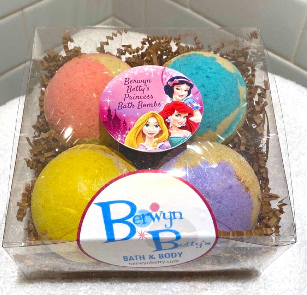 Princess Bath Bomb Gift Box (with Toy Inside) - 4 ct - Berwyn Betty's Bath & Body Shop