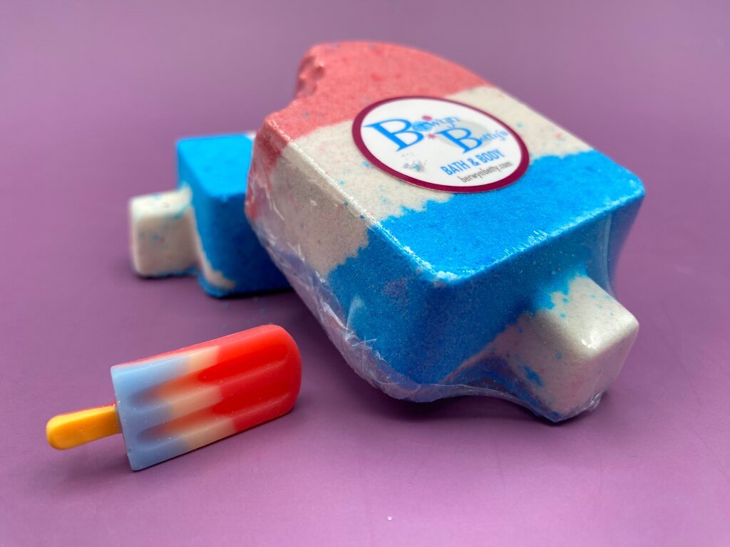 Rocket Pop Popsicle Bath Bomb with Toy Rocket Pop Inside - Berwyn Betty's Bath & Body Shop