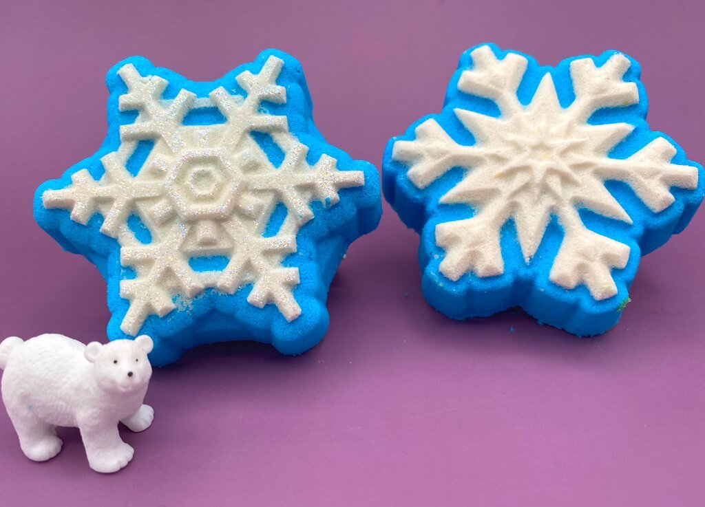 Snowflake Kids Bath Bomb with Polar Bear Figure Inside