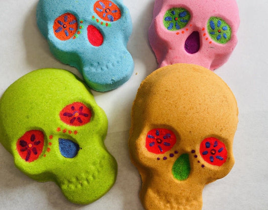 Sugar Skull Bath Bomb with Toy Necklace Inside - Berwyn Betty's Bath & Body Shop
