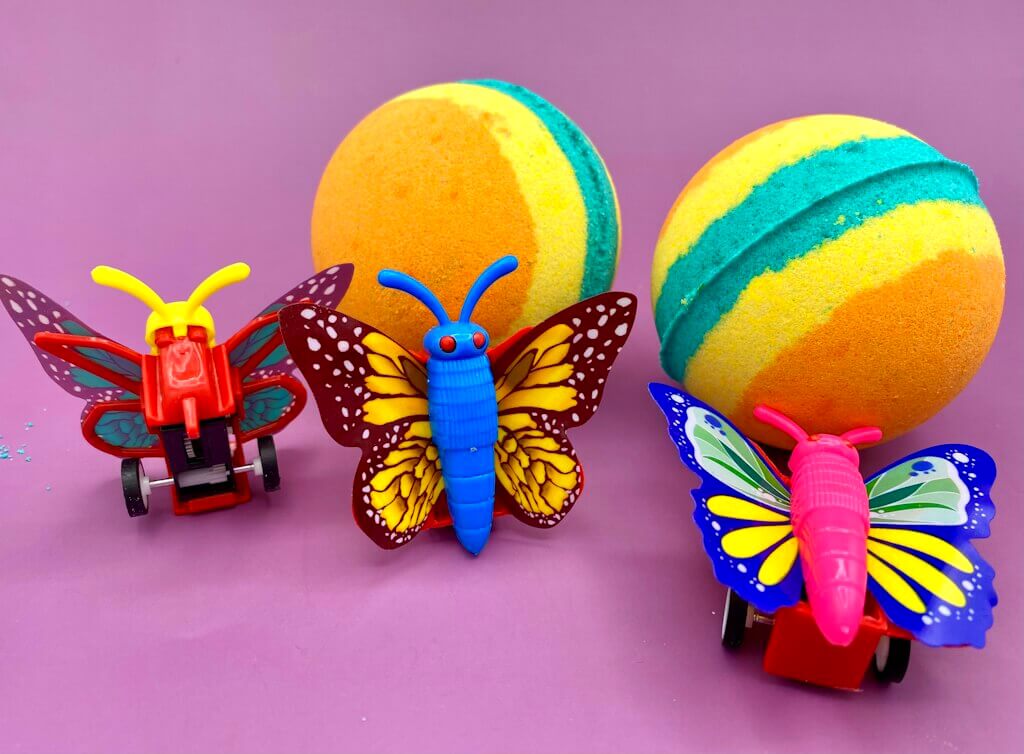 Summer Bath Bomb with Butterfly Pullback Racer Toy Inside - Berwyn Betty's Bath & Body Shop